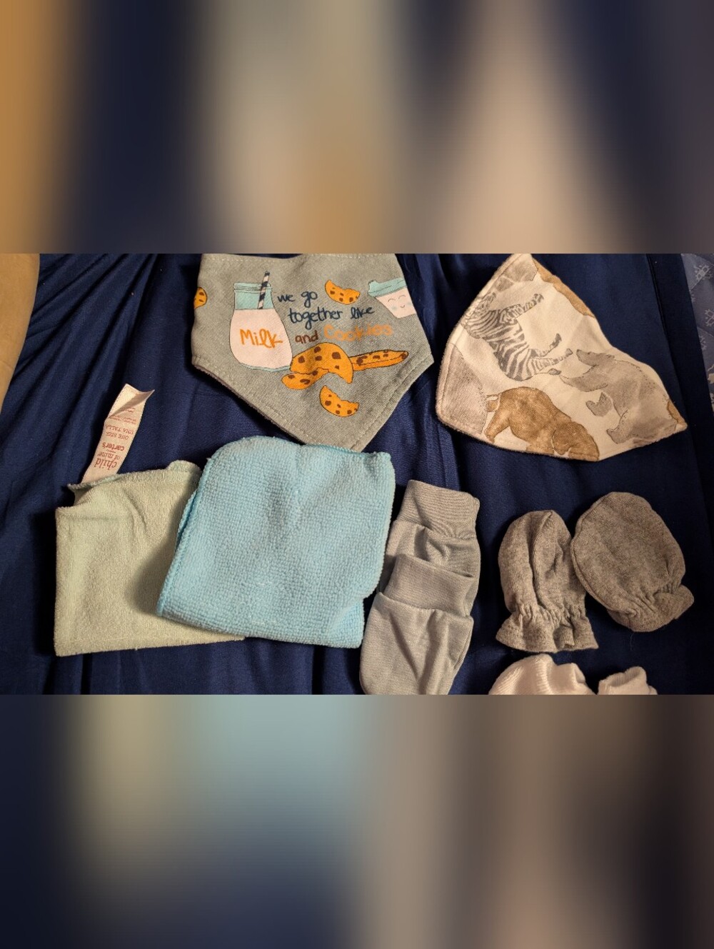 Milk and Cookies Baby Bandana Bib - Gray with Cookie Bundle